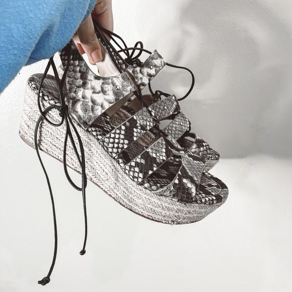Michael Kors snakeskin espadrille lace up wedges - Picture 2 of 7